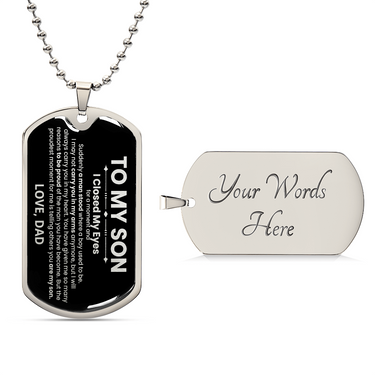 Son Love Dad Dog Tag Necklace (Black Design)